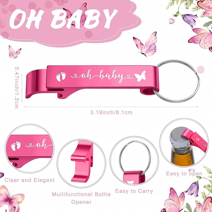 50 Sets Baby Shower Favor for Guests Acrylic Shot Glasses with Bottle Opener Keychains Thank You Tags and Bags Gender Reveal Party Favors for Guest Baby Shower Return Gift (Butterfly)