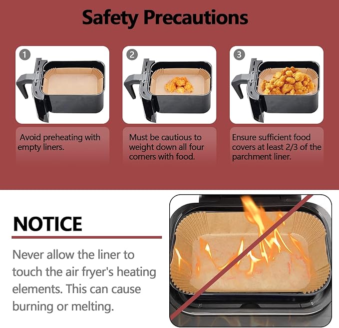 150PCS Air Fryer Liners for Ninja, 8.6 x 5.5 inch Disposable Air Fryer Paper Dual Basket, Non-Stick Unbleached Parchment Paper Baking Accessories Liners for Natural Ninja DZ201 DZ401