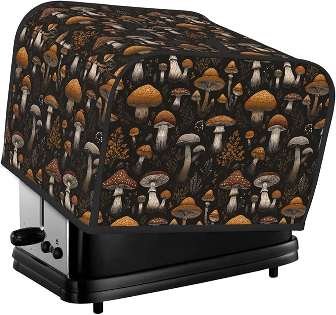 Toaster Cover 4 Slice Vintage Mushroom Leaf Kitchen Small Appliance Covers with Pockets Dust and Fingerprint Protection