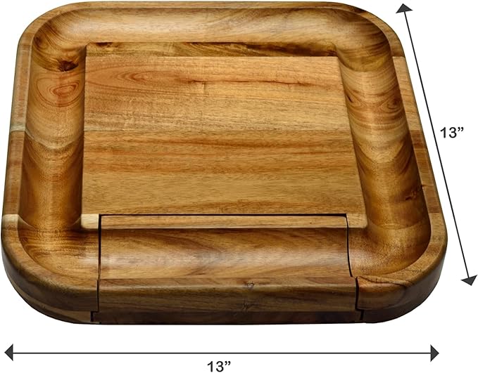 Picnic at Ascot Original Bamboo Cheese/Charcuterie Board with Cracker Groove & Drawer with Cheese Tools - Designed & Quality Checked in the USA