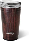 Swig Life 24oz Party Cup, Stackable Insulated Travel Coffee Tumbler with EZ Slider Lid, Cup Holder Friendly, Stainless Steel 24 oz Tumbler, Reusable Coffee Mug (Bourbon Barrel)