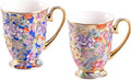 KAMMAK Ceramic Teacups - 350ml/11.8oz Coffee Cup - Set of 2 Hand-Painted Ceramic Cups - Small Vintage Mate Cup - Cute Mugs for Women - Ideal for Birthday, Afternoon Tea & Housewarming Gifts