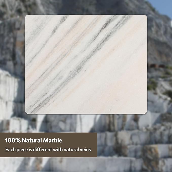 Marble Cutting Board, 16 x 20 Inch Marble Slab, Pastry Board With Non-Slip Feet For Baking, Cheese, Chocolate, Gifts For Housewarm, Aura Calacatta
