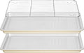 Nonstick Ceramic Baking Sheet With Rack, 2-Pack Half Sheet Pan, Non-Toxic, PTFE & PFOA Free, Warp-Free, Oven Safe 550°F, Dishwasher Safe, Aluminized Steel, Gray Yellow