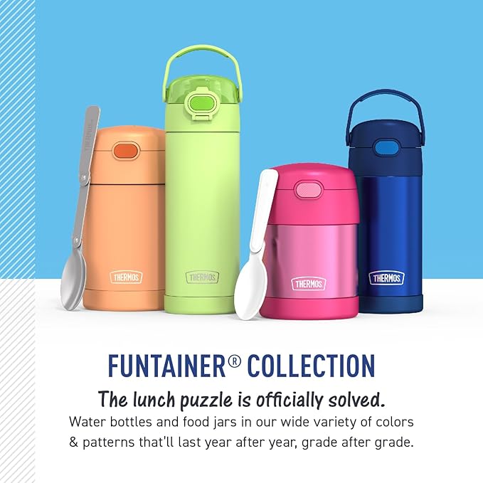 THERMOS FUNTAINER Water Bottle with Straw - 12 Ounce - Kids Stainless Steel Vacuum Insulated Water Bottle with Lid, Encanto