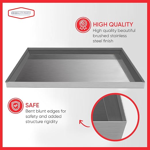 24" x 15" x 1.5" Stainless Steel Ice Maker Pan Catcher - Water Damage Prevention - No Leak Welded Water Tight (Stainless Steel)