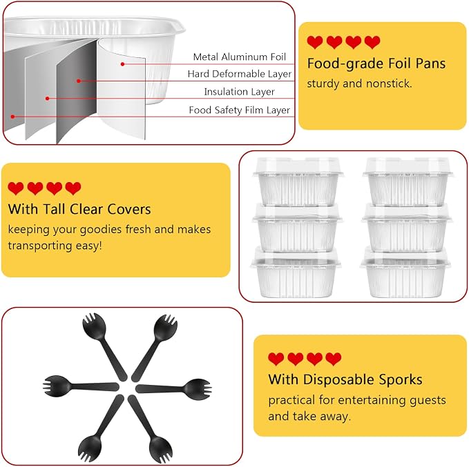 5oz/80pack Mini Cake Pans with Lids,LNYZQUS Foil Cupcake Cups Small Brownie Baking Tins,Square Disposable Ramekins Mini Cheesecake Containers Muffin Holders-White