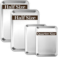 BIEAMA Aluminum Baking Sheet Pan Set of 4, 18" x 13"+ 13" × 10" | Includes 2 Half Sheet Pans & 2 Quarter Size Commercial Heavy Duty Cookie Sheets for Oven