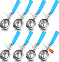 Reallnaive 8 Pcs Release Cookie Scoops Ice Cream Scooper with Trigger Release Portion Scoop Stainless Steel for Portion Control, Baking Food, Cookie Dough (2 oz,Blue)