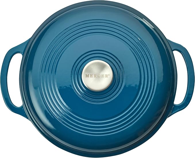 Mercer Culinary Enameled Cast Iron Round Dutch Oven, 6 qt., Turquoise