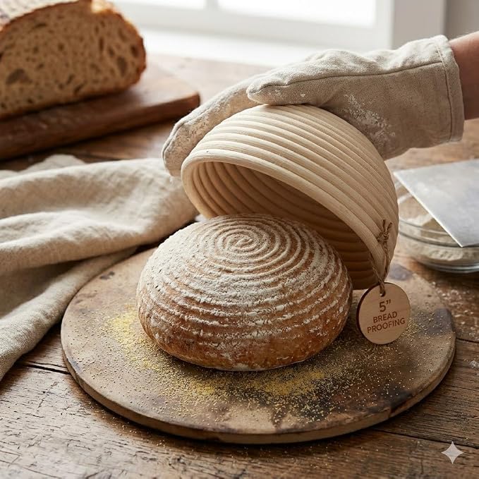 6 Pack Mini Round Banneton Proofing Basket Set 5 Inch, Natural Rattan Small Sourdough Bread Baskets with Linen Liners, Dough Baking Bowls for Professional & Home Bakers