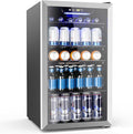 Electactic Mini Fridge 130 Can Beverage Refrigerator Cooler, 3.1 Cu.Ft Drink Fridge Silver Glass Door for Soda Wine Beer, Digital Temperature Control Cooler for Home,Bar