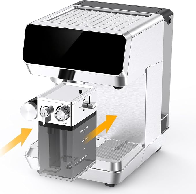 MAttinata Cappuccino Machine, Espresso Machine with Automatic Milk Frother | CM1833L Coffee Maker, IMD Touch Screen, 20 Bar Italian Pump, Dual Boiler, Compact Latte Machine for Home, Stainless Steel