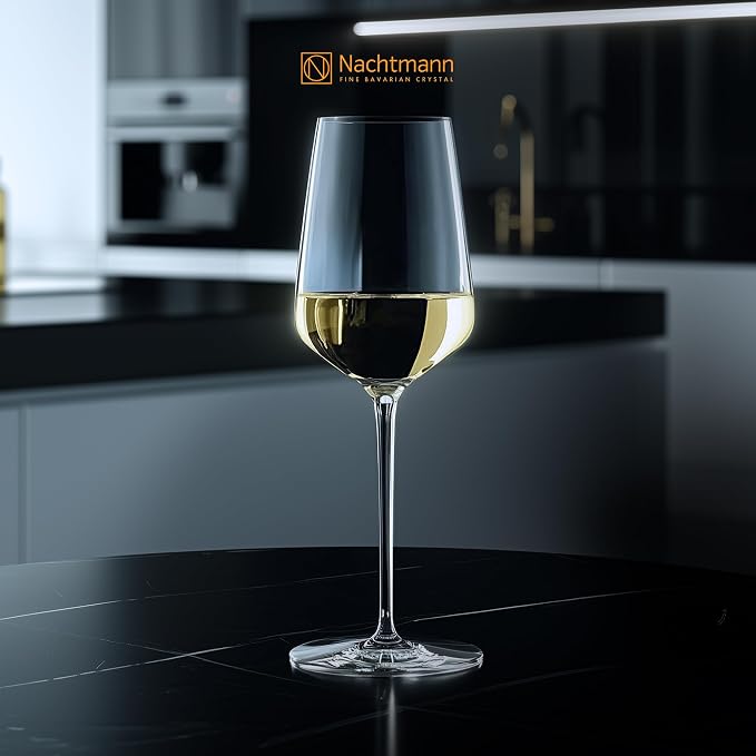 Nachtmann ViNOVA White – Set of 4 Lead-Free 12.8 oz Crystal Stemware, Tall Elegant Glassware for Enhancing Aromas & Flavors, Ideal for Dining, Tasting, Entertaining, Celebrations
