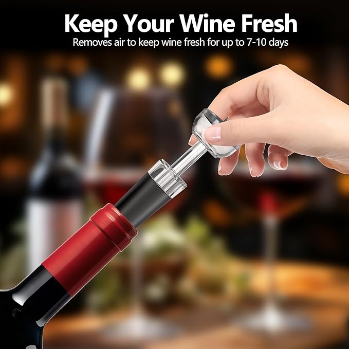 Electric Wine Decanter, Rechargeable Automatic Wine Aerator Wine Dispenser with Foil Cutter, Wine Stopper, Type-C Charging One Touch Wine Pourer for Home Party Wedding, Stainless Steel