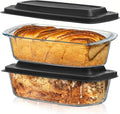 Razab LARGE 7.6 Cups/1800 ML/1.9 Qt Glass Loaf Pan with Lids (Set of 2) - Meatloaf Pan BPA free Airtight Lids Grip Handle Easy Carry, Microwave and Oven Safe - Loaf Pans For Baking Bread, Cakes