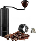 Manual Coffee Bean Grinder with Adjustable Coarseness, CNC Stainless Steel Conical Burr 6 Core, Portable Hand Coffee Bean Mill For Home Use and Camping Travel Black