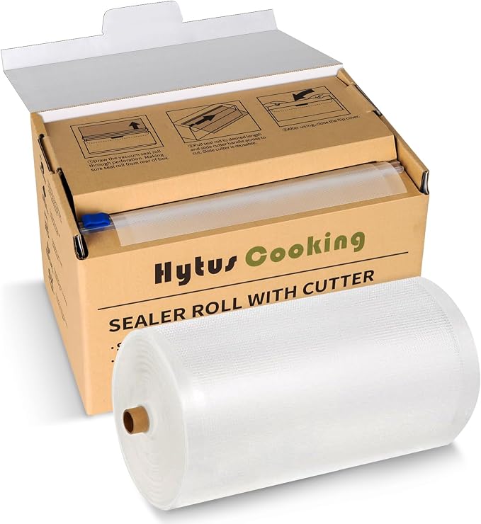 HytusCooking 8" x 150' Food Vacuum Sealer Bags Rolls with Cutter Dispenser for Food Storage, Heavy Duty Vacuum Seal Bags for Sous Vide, Meal Prep,Freezer and Long Term Preservation,BPA-Free