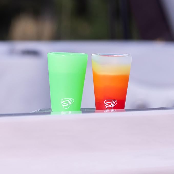 Silipint 1.5oz Silicone Shot Glasses – Pack of 2 BPA-Free, Non-Toxic, Dishwasher & Freezer Safe Cups – Colored Shot Glasses for Cold Beverages, Cocktails, Party (Glow in the Dark Green)