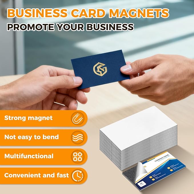 Magnetic Sheets with Adhesive Backing 2 x 3.5 Inch, 300 Packs Business Card Magnets Peel and Stick, Business Cards Customizable, Adhesive Magnetic Sheets, Custom Business Cards Personalized