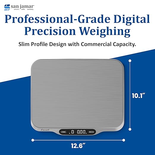 San Jamar SCDGSL33 Slimline Portion Control Digital Scale, Stainless Steel