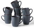 famiware Venus Coffee Mugs for 8, 13 oz Mug Set, Dringking Cup with Handle for Coffee, Tea, Cocoa, Milk, Charcoal
