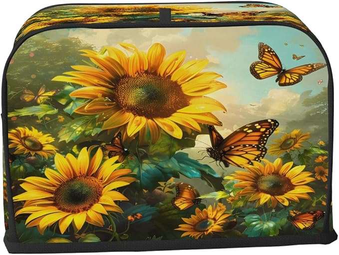 Sunflower Yellow Beautiful 4 Slice Toaster Cover Dust And Fingerprint Bread Maker Cover Bakeware Protector Washable Appliance Covers Kitchen Accessories For Home Kitchen Women Gift