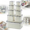 Produce Storage Containers Set with Drain Basket & Lid – Stackable Fridge Organizer Bins for Refrigerator – Fruit & Vegetable Storage Keeper, Berry Container, Lettuce Storage Box (6 Sizes) (9)