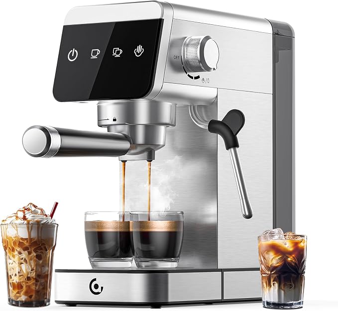 AMZCHEF Espresso Coffee Machine | 20 Bar Pressure System | LED Touch Screen | Compact Design Perfect for Home & Office | 40 oz Water Tank Visit the