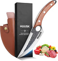 Huusk Chef Knives with Sheath, Hand Forged Viking Knife, Japanese Butcher Knife, Cool Caveman Knives for Kitchen and Outdoor Camping, Gift for Men and Women