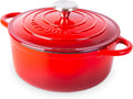 Cast Iron Dutch Oven with Lid-Non-Stick Ovenproof Enamelled Casserole Pot- Sturdy Dutch Oven Cookware - Red, 3.1- Quart, 22cm- by Nuovva