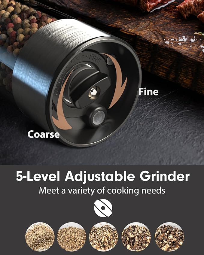 Upgraded Larger Capacity Electric Salt and Pepper Grinder Set + Electric Salt and Pepper Grinder Set