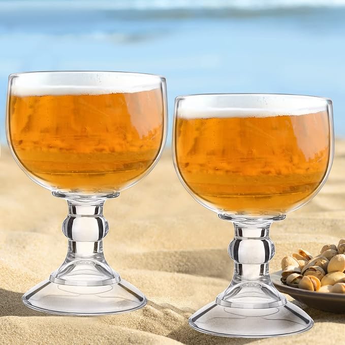 Sabary Set of 12 21.5 oz Schooner Margarita Glasses Bulk, Extra Large Shrimp Glass Clear Fishbowl Cup Thick Bottom Goblet Cocktail Glasses for Coronaritas Beer Margarita Juice Water