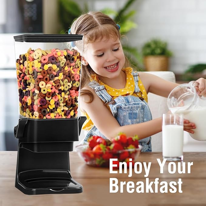 Cereal Dispenser Countertop 3pcs,5.5L Cereal Containers Storage Dispenser for Pantry,Dry Food Storage Rice Containers,Candy Dispenser,Snack Organizer Machine for Grains, Nuts,Oatmeal, Pet Food Black