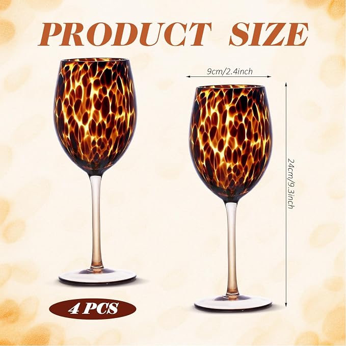 Honeydak Set of 6 Tortoise Leopard Print Brown 15oz Rocks Glasses Stylish Stemless Cocktail Cups Glass Glassware Tumbler Ideal for Gin, Tequila, Vodka, Soft Drinks