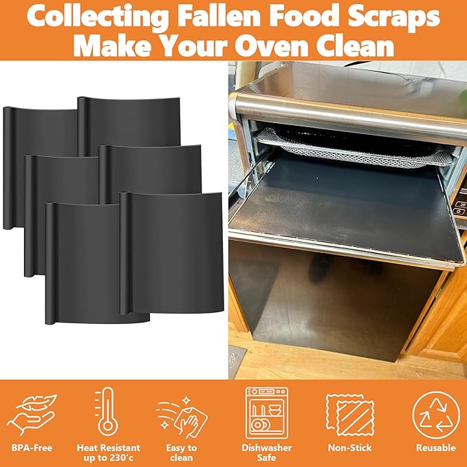 Crumb Tray Replacement for Ninja Foodi SP101 SP151 SP201 SP301 Air Fryer Oven, with 6 Pack Silicone Oven Mats for Flip Toaster Oven Parts, Air Fryer Accessories for Ninja Digital Countertop Oven