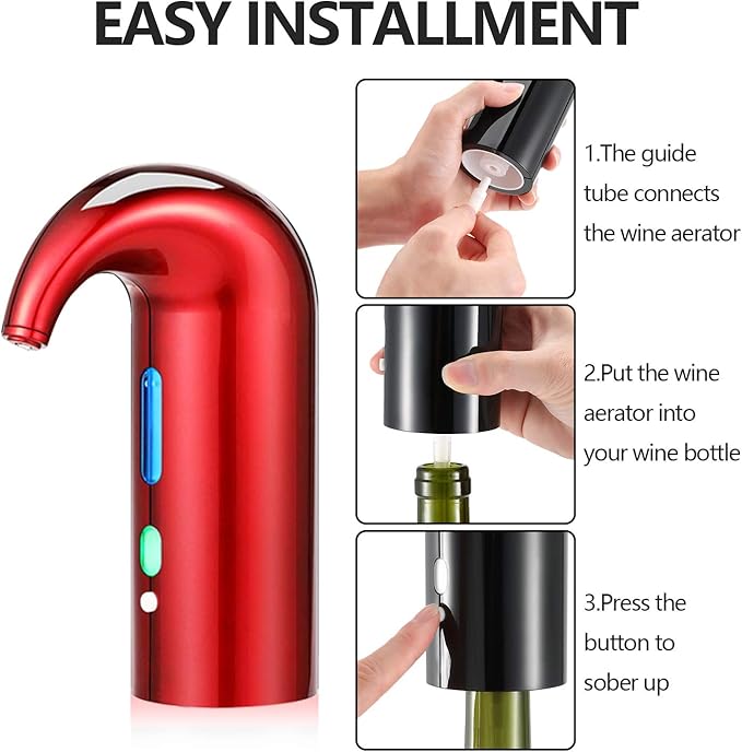 Electric Wine Aerator Gifts Touch Portable Red - White Wine Accessories Aeration For Wine and Spirit Beginner and Enthusiast -Spout Pourer - Wine