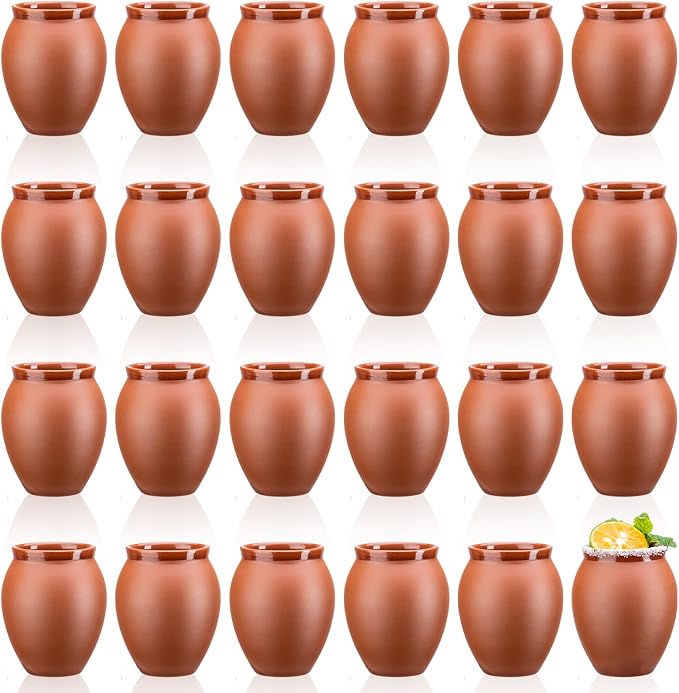 24Psc 2oz/60ml Cantaritos De Barro Mexicanos,Mini Jarritos De Barro Mexicanos Pottery Cocktail Glasses,Mexican Shot Glasses Taco Tuesday Cups For Celebration,Tequila,Margaritas
