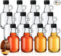 Blushtier 12 Packs 3.4 oz Glass Syrup Bottles with Handle and Black Lids, Mini Maple Syrup Bottles for Party & Wedding Favors Gifts, Honey, Coffee, Juice