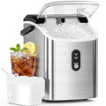 Antarctic Star Nugget Ice Maker Countertop, Soft Chewable Ice, Portable Sonic Ice Maker with Basket and Scoop, Removable Top Cover, Auto-Cleaning for Home/Party/RV/Camping (Stainless Steel Silver)