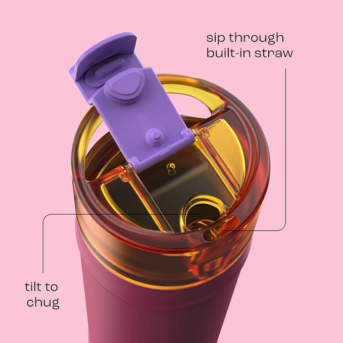 bubba 24 oz Dualsip Insulated Stainless Steel Water Bottle with Straw - Reusable, Leakproof, Lightweight, Dishwasher Safe, Lead-Free and BPA-Free, Locker Love