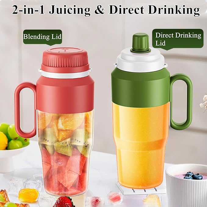 Portable Blender for Smoothies – Personal Blender & Juicer with 38-Blade Stainless Steel, USB Rechargeable Cordless for Home/Office/Gym (green)