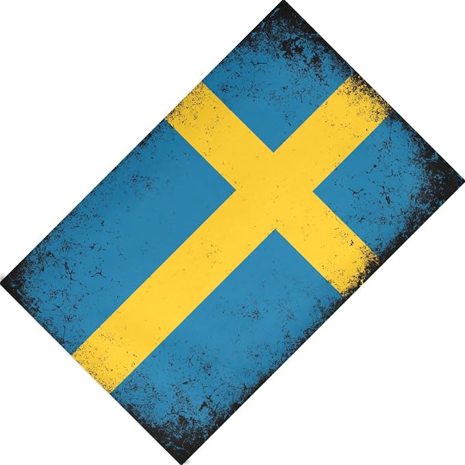 Swedish Flag Vintage Kitchen Towels Set with Hanging Loop, Kitchen Hand Towels, Tea Towels, Premium Dish Towels for Kitchen, Quick Drying Kitchen Towel Set 18”x 28”
