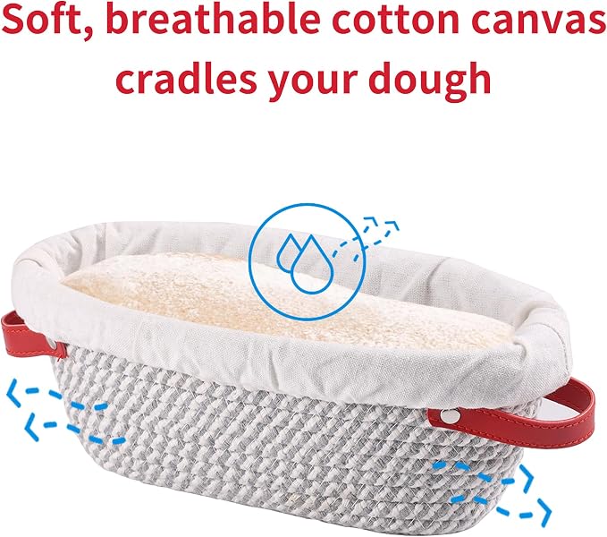 Banneton Bread Proofing Basket - Oval & Round Sourdough Bread Baskets Set - With Liner & Cloth Cover - For Bread Storage (Grey & Khaki Set) - Cotton Rope - Mother's Gifts