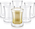 Teabloom Modern Insulated Turkish Tea Glasses - Set of 6 Double Walled Glass Teacups (6 oz / 177 ml)