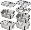 2 Pieces Metal Bento Box for Adults Metal Lunch Box Stainless Steel Bento Containers Leakproof Dual Tiers Lunch Container With Airtight Valve Handle Dishwasher Safe(Medium)