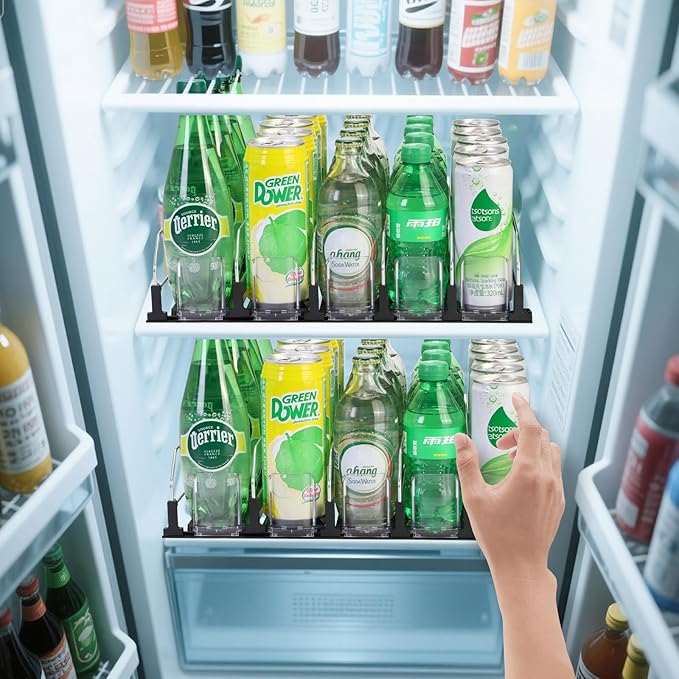 Drink Organizer for Fridge, Soda Can Dispenser for Refrigerator, Automatic Self-Pushing Drink Pusher, Space-Saving Fridge Storage, Holds up to 25-30 Cans, 5 Row