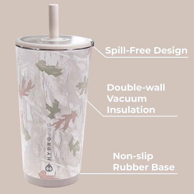 HydroJug Everyday Tumbler 20 oz, Ceramic-Lined Straw Cup, Camo