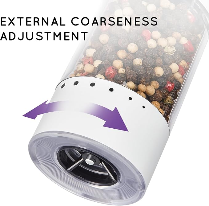 Flendy Electric Salt and Pepper Grinder Set Rechargeable, Automatic Salt and Pepper Grinder Set with Oversized Top Button, Stainless Steel Electric Salt and Pepper Shakers Set