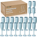 XUWAIDSGN Acrylic Champagne Flutes Toasting Glasses Unbreakable Mimosa Bar Reusable Wine Glasses Vintage Champagne Flutes Stemmed Drinking Cups 5.4 OZ for Christmas Birthday (24, Blue)